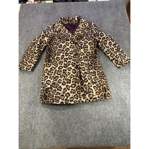 Toppers Jackets & Blazers - Vtg Toppers Faux Fur Coat Womens M Leopard Cheetah Print Rockabilly Overcoat 60s